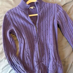 Crate&Barrel Lavender Cable Knit Cardigan
